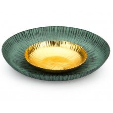 PR10-1010 - İçi Altın Yeşil Duvar Tabağı 53cm