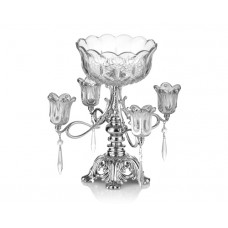 PR16-1014 - Gümüş Ayaklı Cam 4lü Mumluk ve Meyvelik 25*24*32