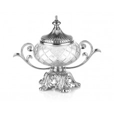 PR16-1016 - Gümüş Ayaklı Kapaklı Cam Şekerlik 28*16*21