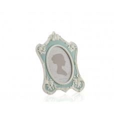 PR30-1099 - Mavi Renk Beyaz Güllü Oval Çerçeve 10*15